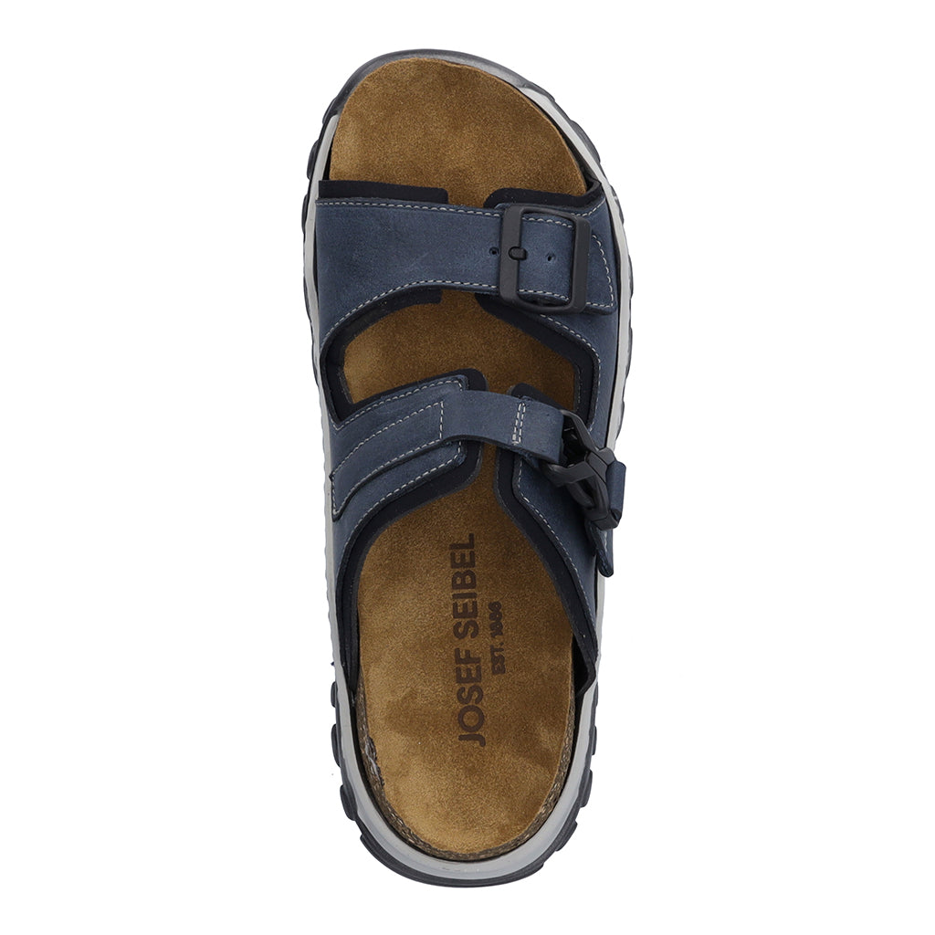 Josef Seibel Janosch 03 Mens Jeans Blue Leather Slip On Mules-elevate your sole