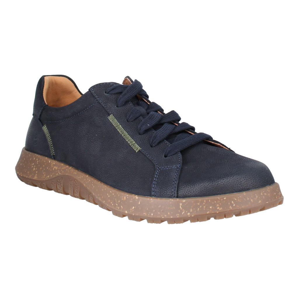 Josef Seibel Jaron 01 ocean blue shoes, three-quarter view.