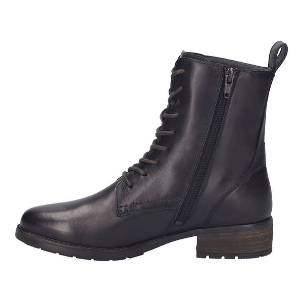 Josef Seibel Kate 50 women's brown leather waterproof ankle boots with zip and lace closure, arch support, and rubber outsole.