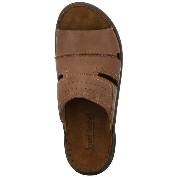 Josef Seibel Logan 38 men's brown leather slip-on mule with arch support and casual design.