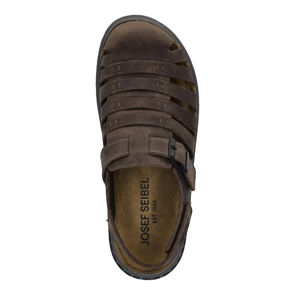 Josef Seibel Logan 70 Mens Mocca Brown Leather Arch Support Buckle Sandals-elevate your sole