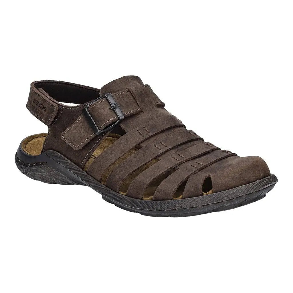 Josef Seibel Logan 70 Mens Mocca Brown Leather Arch Support Buckle Sandals-elevate your sole
