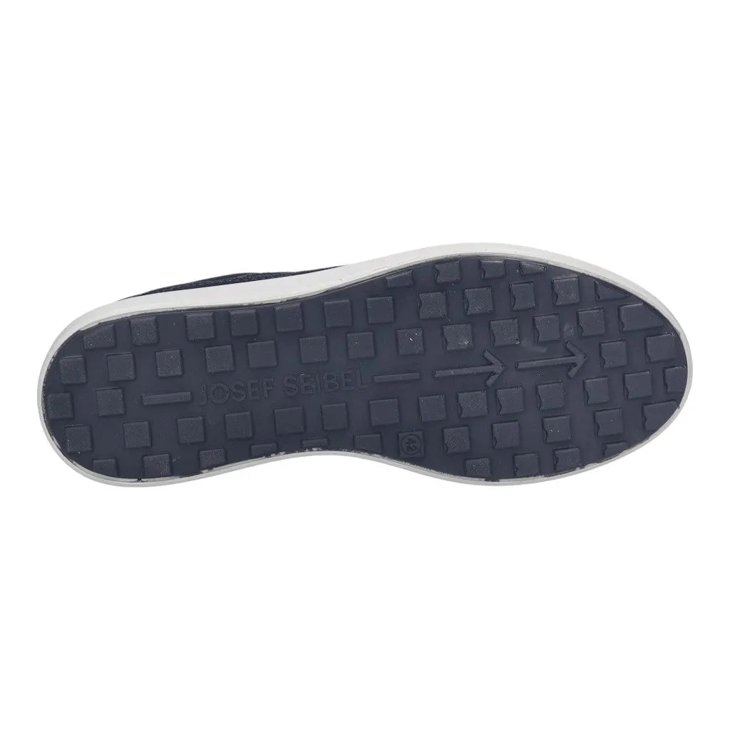 Josef Seibel Maddox 07 men's navy leather lace-up shoes with rubber outsole and grid pattern for traction.