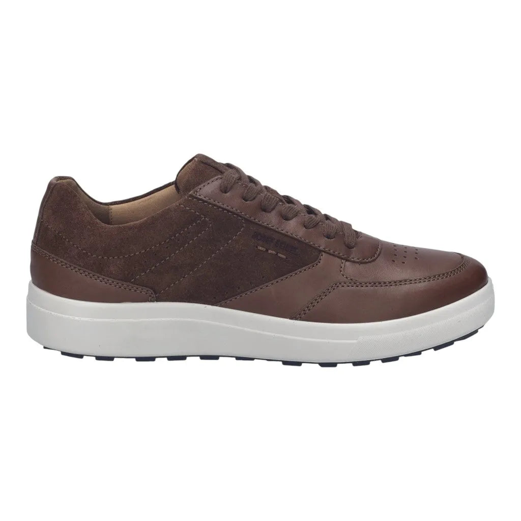 Josef Seibel Maddox 11 men's casual brown leather lace-up shoes with white sole, stylish and comfortable for everyday wear.