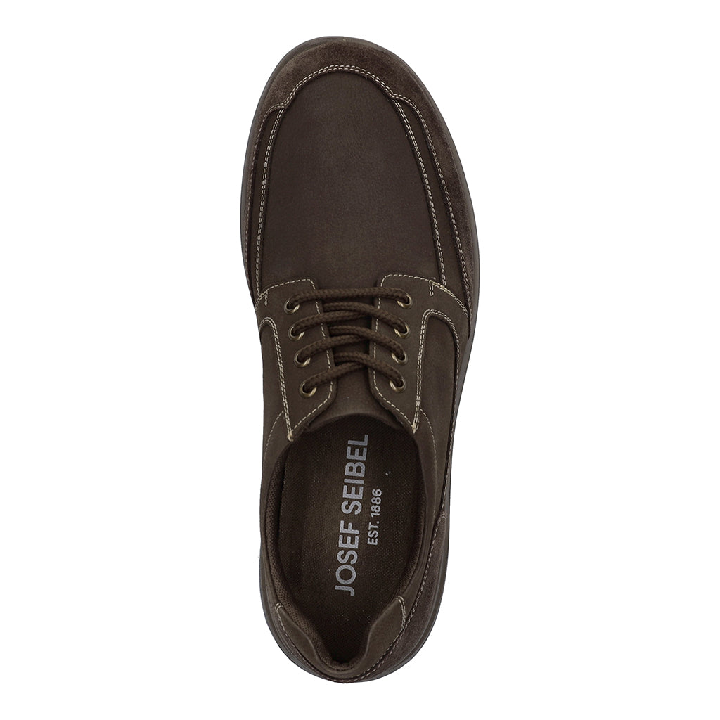 Josef Seibel Marley 51 men's brown leather lace-up shoes, casual footwear with stitching detail and cushioned interior.