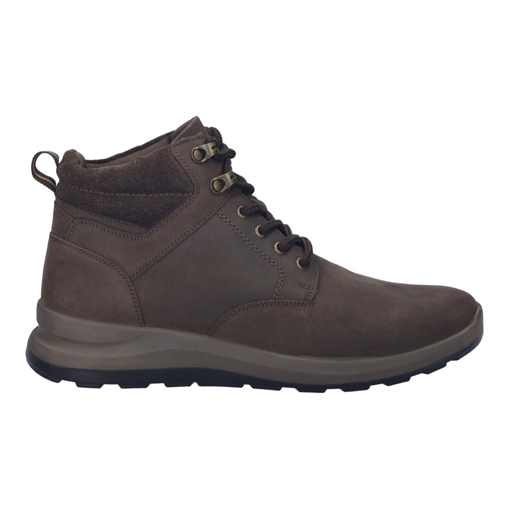 Josef Seibel Marley 53 men's brown waterproof leather lace-up ankle boots with padded collar and sturdy sole.