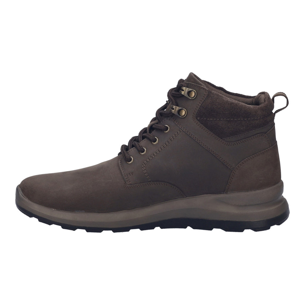 Josef Seibel Marley 53 men's brown waterproof leather ankle boots with lace-up front and cushioned collar.
