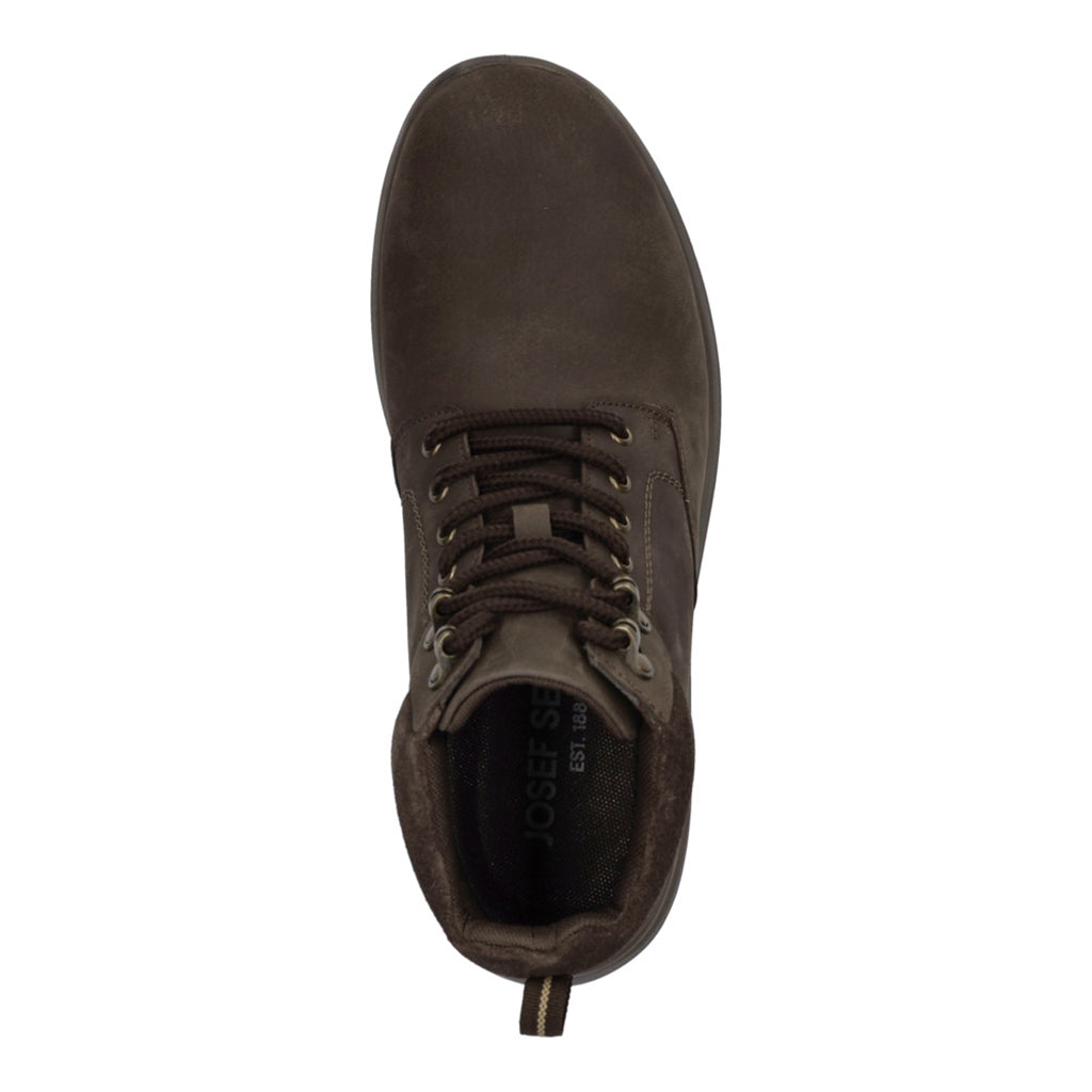 Josef Seibel Marley 53 men's brown waterproof leather lace-up ankle boots with padded collar and sturdy sole.