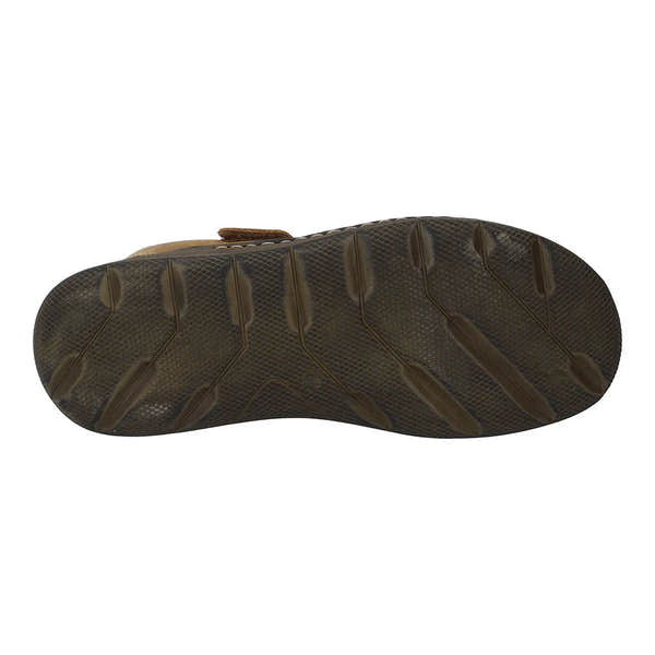 Josef Seibel Maverick 01 men's brown leather sandal with arch support, touch fastening, and durable rubber sole.