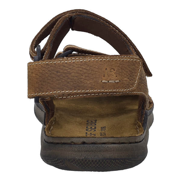 Josef Seibel Maverick 23 men's cognac leather sandal with arch support, touch fastening, and cushioned insole.