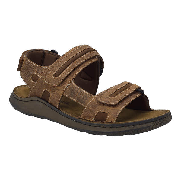 Josef Seibel Maverick 23 men's cognac leather sandal with touch fastenings and arch support.