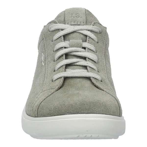 Josef Seibel Megan 07 Ladies Reed Green Leather Lace-Up Trainers with arch support and white sole.
