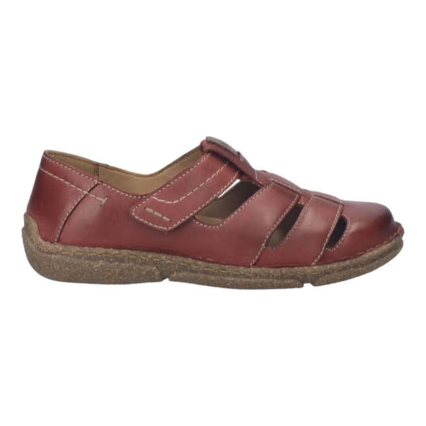 Josef Seibel Neele 43 Ladies Bordeaux Leather Touch Fastening Sandals with open-toe design and cushioned sole.