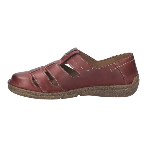 Josef Seibel Neele 43 Ladies Bordeaux leather touch fastening sandal with open toe and cushioned sole.