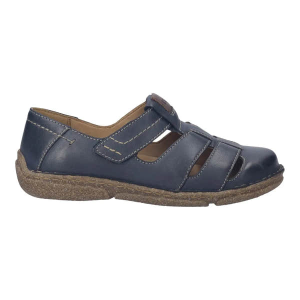 Josef Seibel Neele 43 women's navy leather touch fastening sandals with open toe design and cushioned sole.