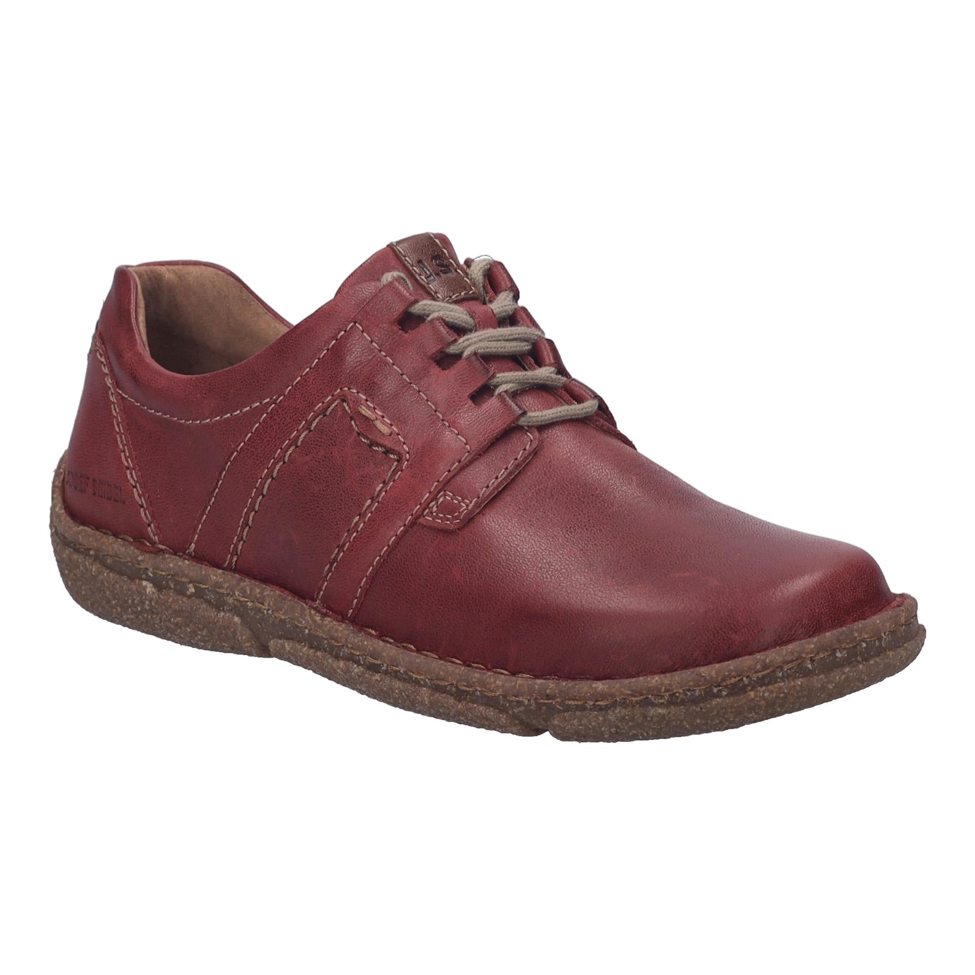 Josef Seibel Neele 44 ladies Bordeaux leather lace-up shoes with arch support and casual design.
