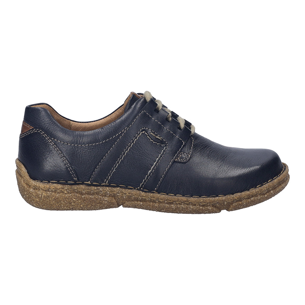 Josef Seibel Neele 44 Ladies Ocean Navy leather lace-up shoes with arch support and rubber sole.