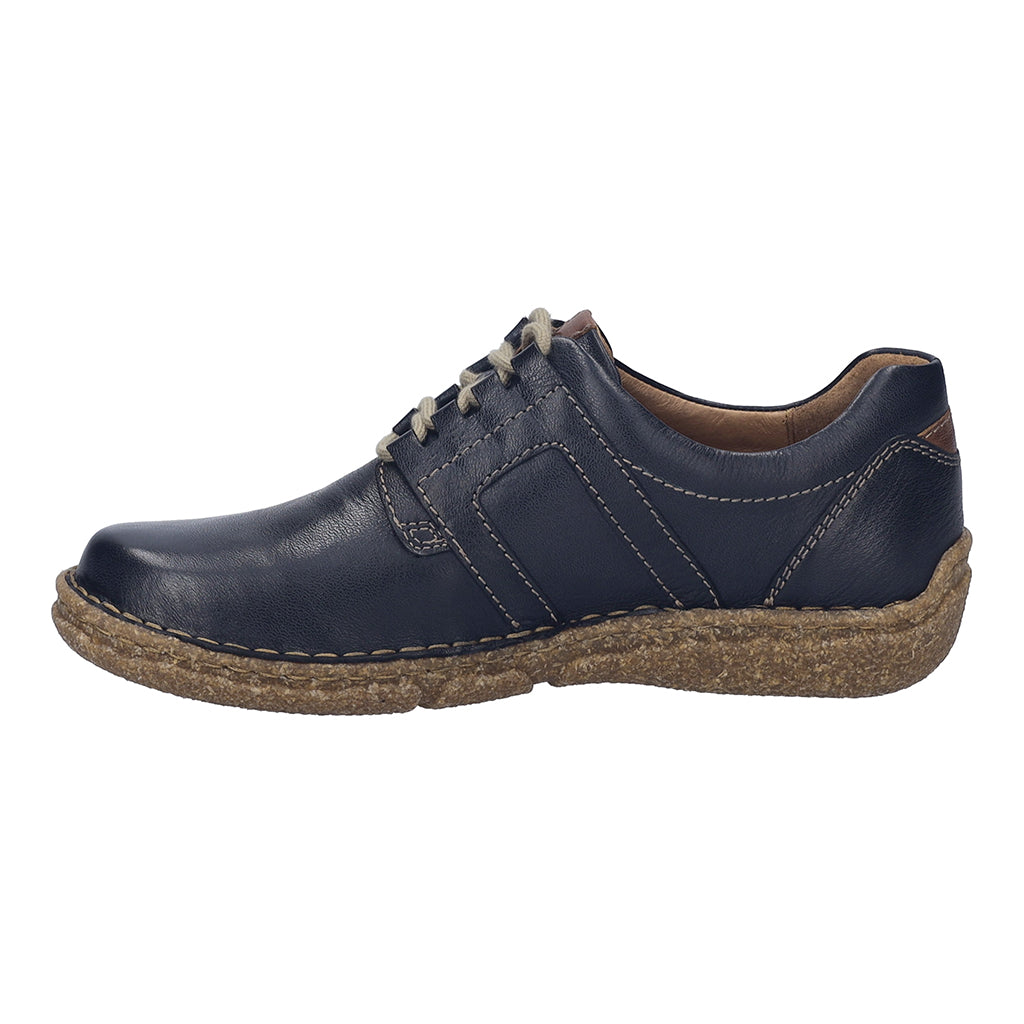 Josef Seibel Neele 44 Ladies Ocean Navy leather lace-up shoes with arch support and rugged sole.