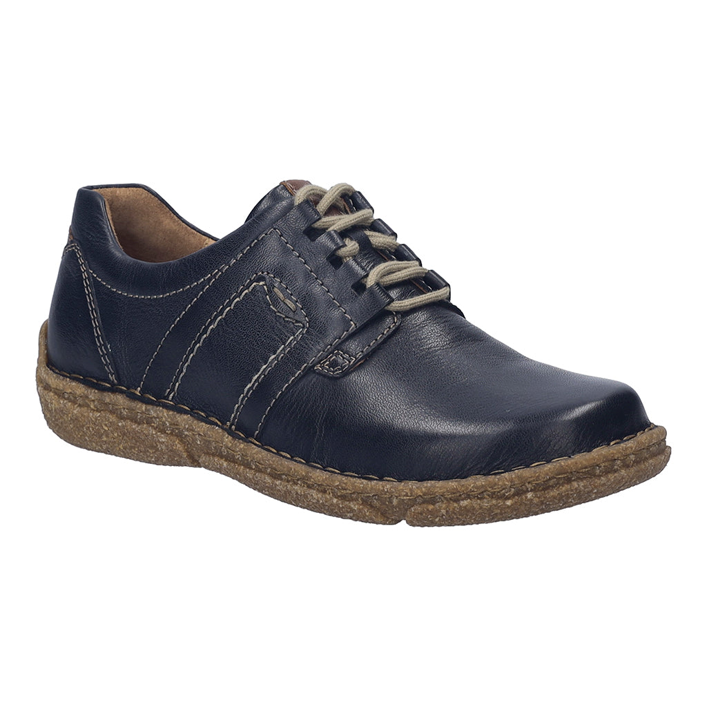 Josef Seibel Neele 44 Ladies Ocean Navy leather lace-up shoes with arch support and casual design.
