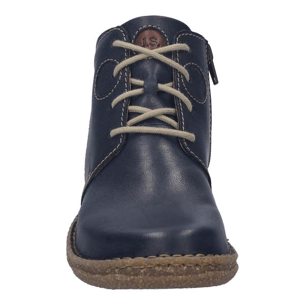Josef Seibel Neele 46 women's navy leather ankle boots with arch support, lace-up and zip closure, and a casual, stylish design.