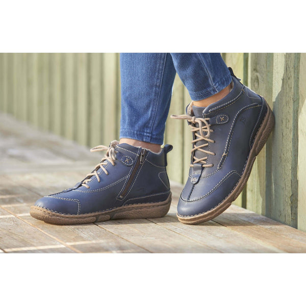 Josef Seibel Neele 52 Ladies Ocean Leather Zip & Lace Up Boots - elevate your sole
