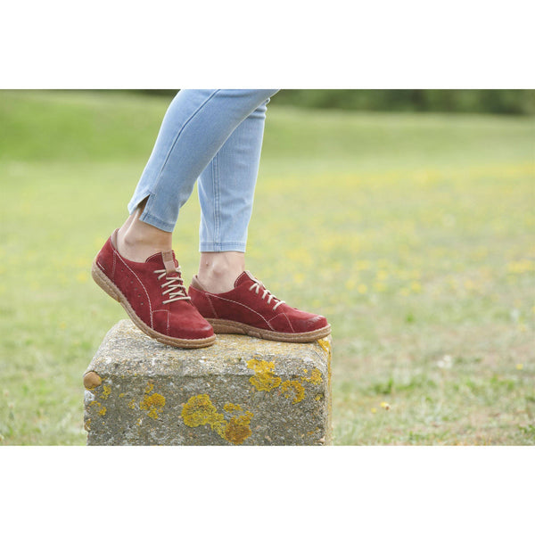 Josef Seibel Neele 67 Ladies Red Combi Leather Arch Support Lace Up Shoes-elevate your sole
