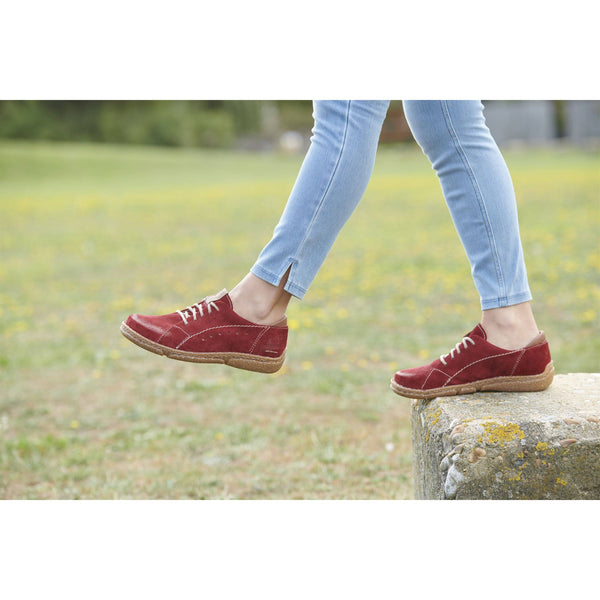 Josef Seibel Neele 67 Ladies Red Combi Leather Arch Support Lace Up Shoes-elevate your sole