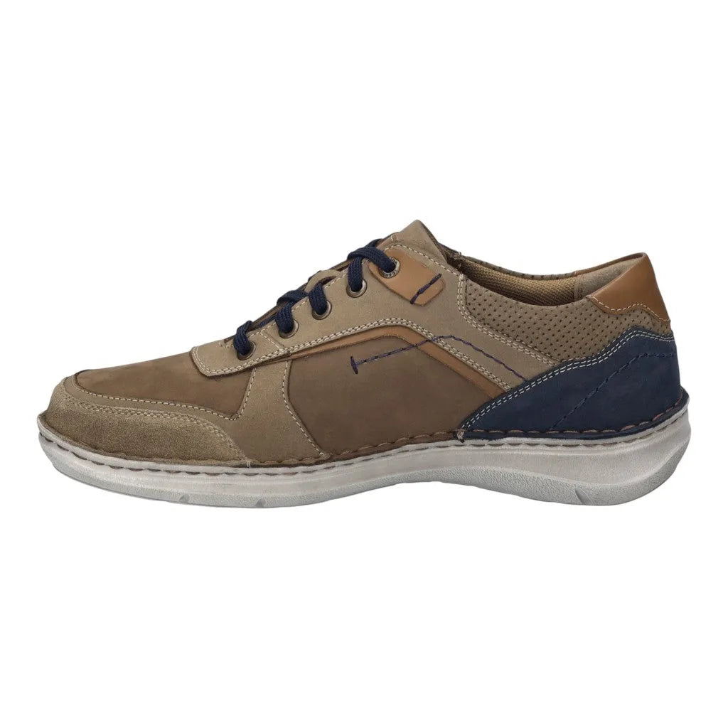 Josef Seibel New Anvers 10 men's wide multi-tone leather lace-up shoes with contrasting stitching and textured details.