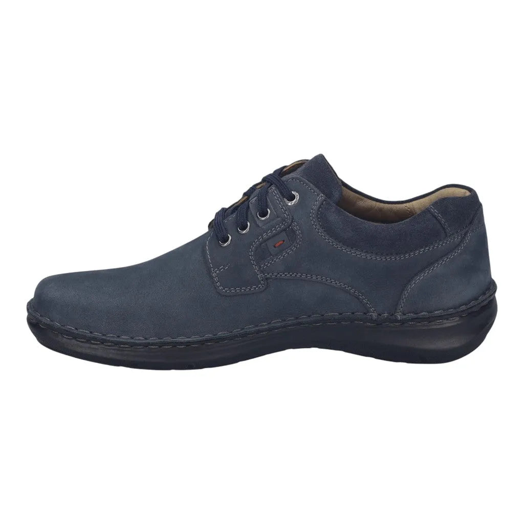 Josef Seibel New Anvers 36 men's wide fit indigo blue leather lace-up shoes with cushioned interior and durable sole.