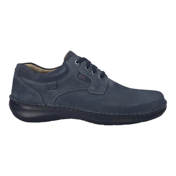 Josef Seibel New Anvers 36 men's wide-fit indigo blue leather lace-up shoes with stitching and cushioned interior.