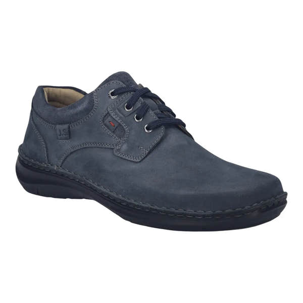 Josef Seibel New Anvers 36 men's wide indigo blue leather lace-up shoes, casual style with sturdy sole and cushioned interior.