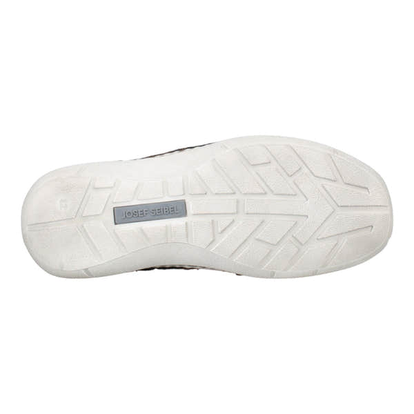 Josef Seibel New Anvers 83 men's wide espresso brown leather shoes with arch support and touch fastenings, view of textured white sole.
