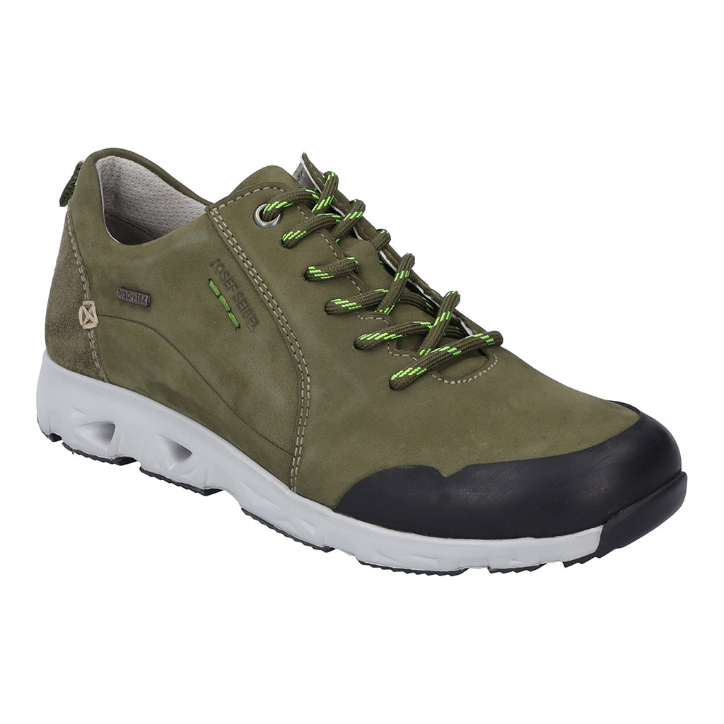 Josef Seibel Noih 52 Ladies Olive Leather Waterproof Lace Up Shoes-elevate your sole