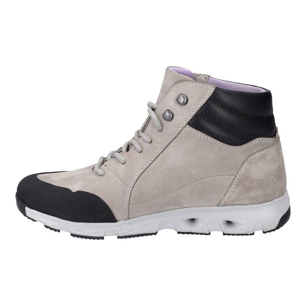 Josef Seibel Noih 53 Ladies Light Grey Leather Waterproof Lace Up Ankle Boots-elevate your sole