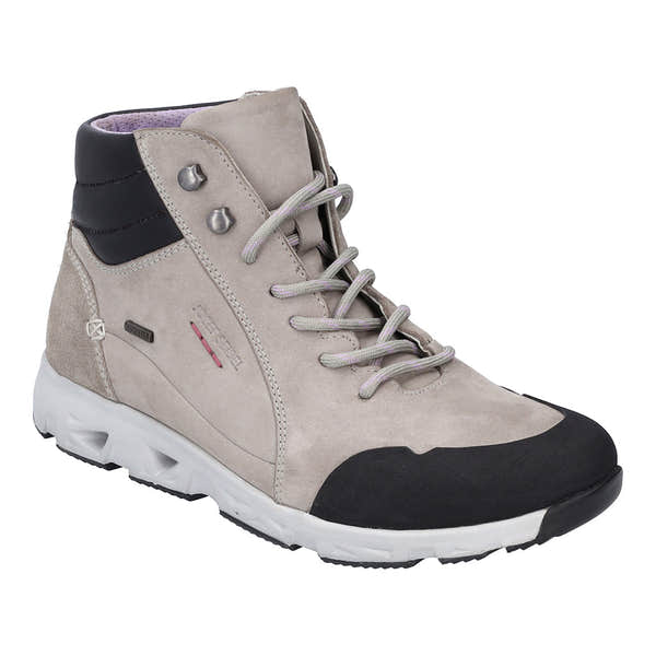 Josef Seibel Noih 53 Ladies Light Grey Leather Waterproof Lace Up Ankle Boots-elevate your sole