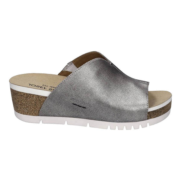 Josef Seibel Quinn 01 Ladies Silver Leather Arch Support Slip On Sandals-elevate your sole
