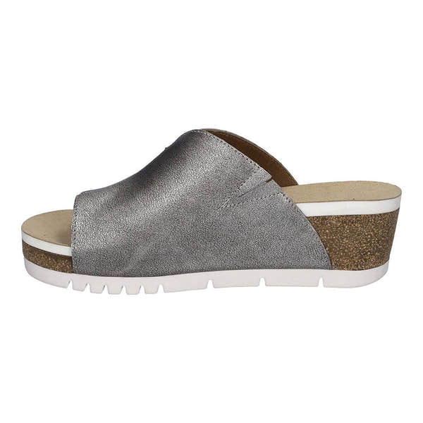 Josef Seibel Quinn 01 Ladies Silver Leather Arch Support Slip On Sandals-elevate your sole