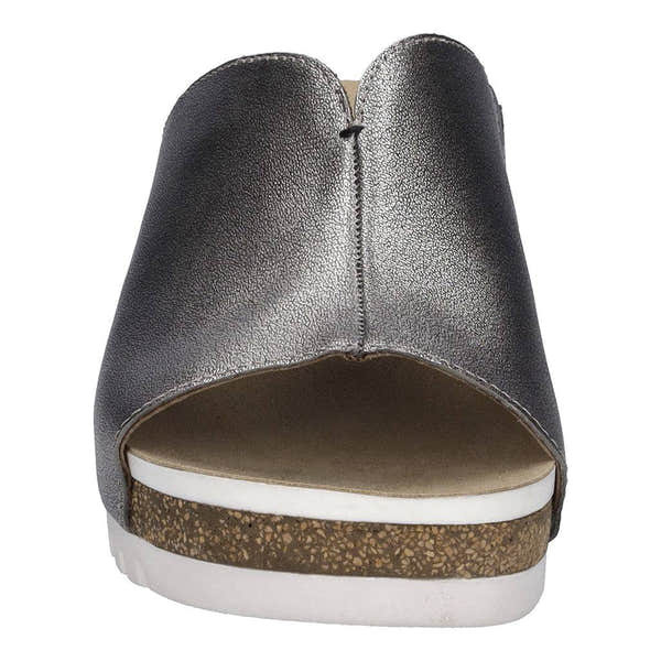 Josef Seibel Quinn 01 Ladies Silver Leather Arch Support Slip On Sandals-elevate your sole