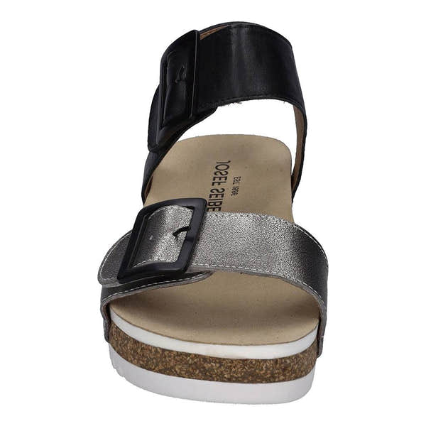 Josef Seibel Quinn 02 Ladies Basalt Grey Combi Leather Arch Support Touch Fastening Sandals-elevate your sole
