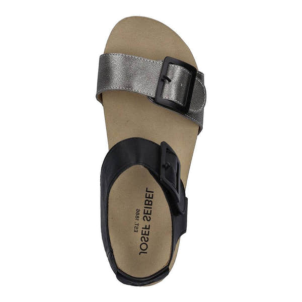 Josef Seibel Quinn 02 Ladies Basalt Grey Combi Leather Arch Support Touch Fastening Sandals-elevate your sole
