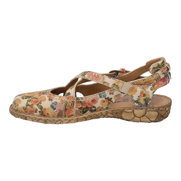 Josef Seibel Rosalie 13 Ladies Beige Multi Leather Buckle Shoes-elevate your sole