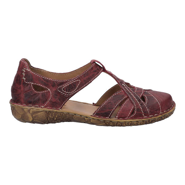 Josef Seibel Rosalie 29 women's orchid purple leather buckle shoes with open toe, casual comfort, and textured sole.