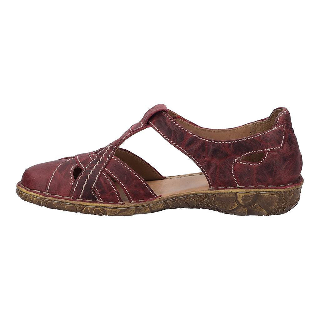 Josef Seibel Rosalie 29 ladies orchid purple leather buckle sandals with open toe and cushioned sole.