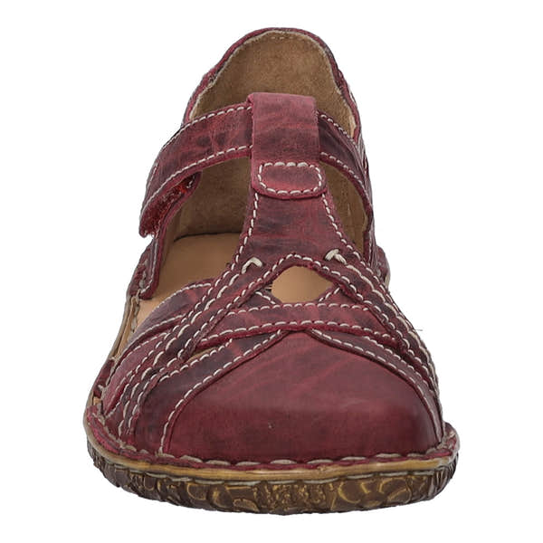 Josef Seibel Rosalie 29 Ladies Orchid Purple Leather Buckle Shoes, T-strap sandal with detailed stitching and comfortable design.
