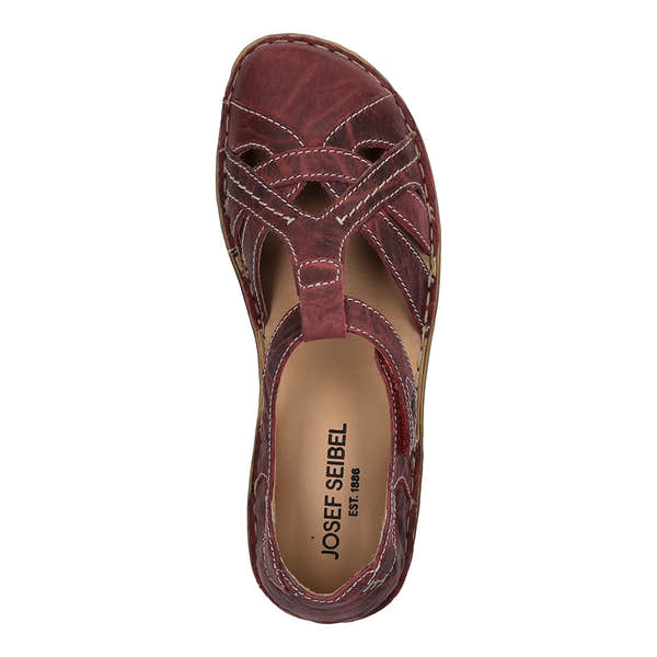 Josef Seibel Rosalie 29 Ladies Orchid Purple Leather Buckle Sandal, open-toe design with strappy details and adjustable buckle.