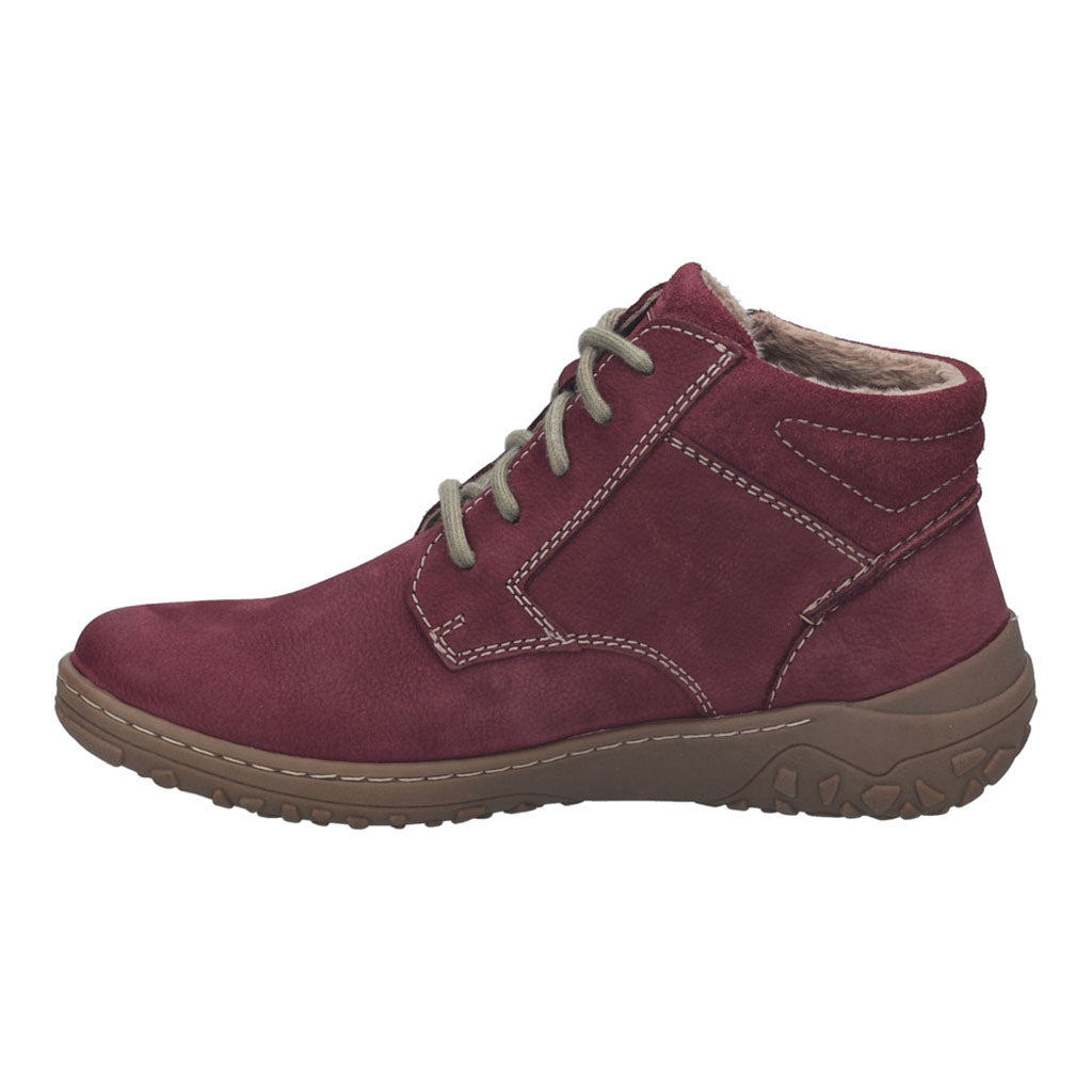 Josef Seibel Ruby 54 Ladies Plum Leather Waterproof Arch Support Zip & Lace Ankle Boots