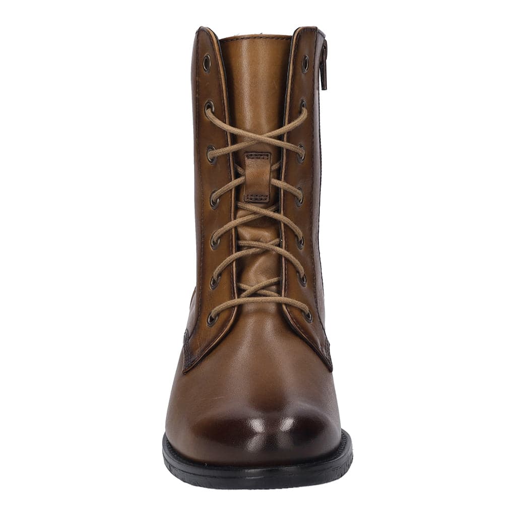 Josef Seibel Simona 01 Ladies Cognac Leather Arch Support Lace Up Mid-Calf Boots-elevate your sole