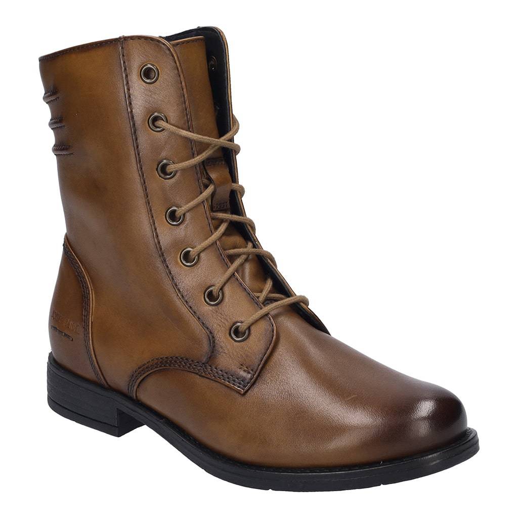 Josef Seibel Simona 01 Ladies Cognac Leather Arch Support Lace Up Mid-Calf Boots-elevate your sole