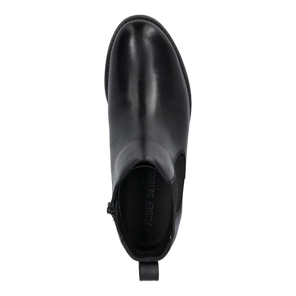 Josef Seibel Simona 03 Ladies Black Leather Arch Support Side Zip Ankle Boots-elevate your sole