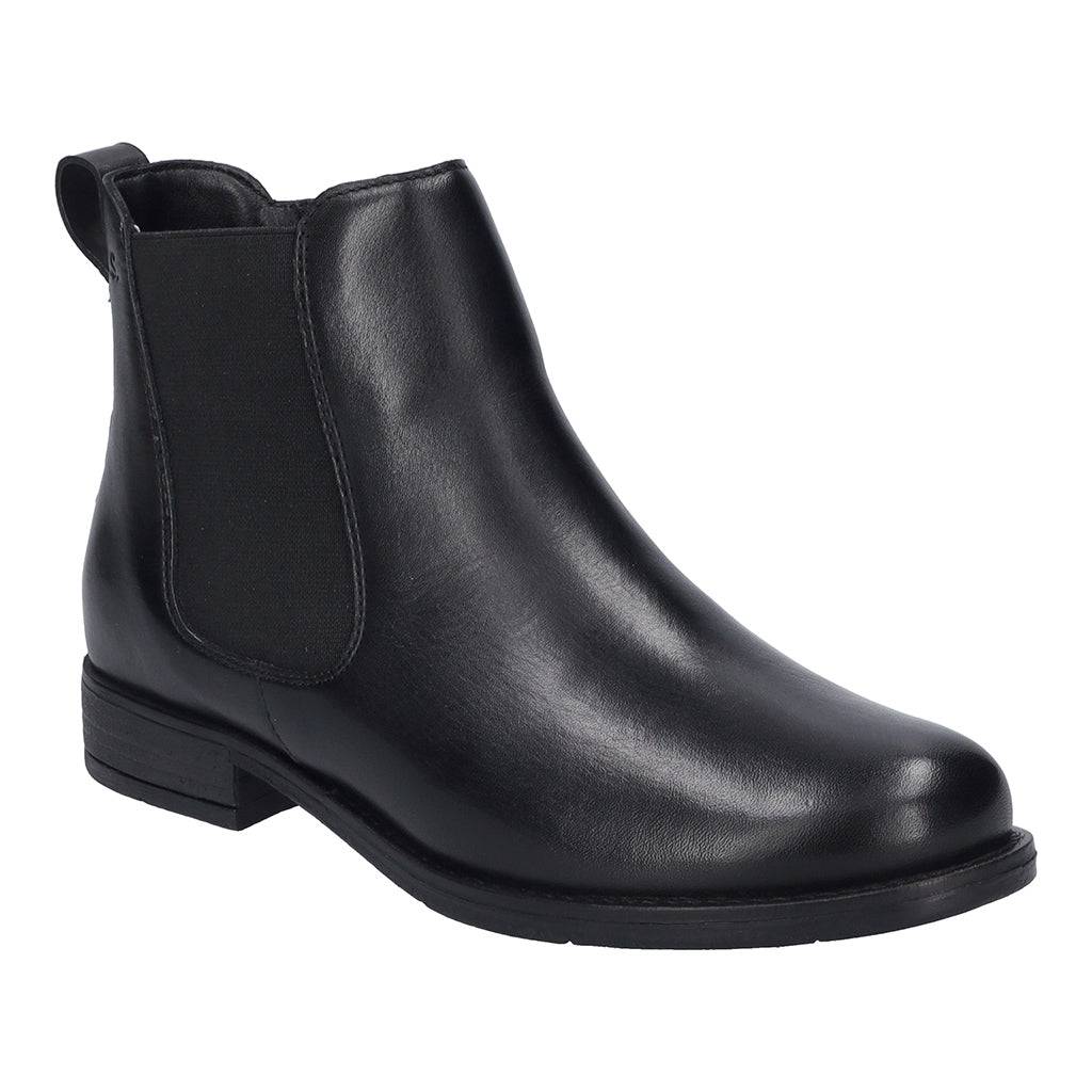 Josef Seibel Simona 03 Ladies Black Leather Arch Support Side Zip Ankle Boots-elevate your sole